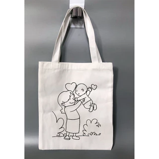 ถุงผ้าระบายสี ลายวันแม่ ลายวันพ่อ สินค้าพร้อมส่ง