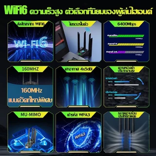 【รับประกัน10ป】USB WIFI อะแดปเตอร์ USB 3.0 WiFi6&Bluetooth 5.4 6400Mbps 4 เสาอากาศ ไร้ไดรเวอร์ความถี่คู๋ 2.4G/5GHz