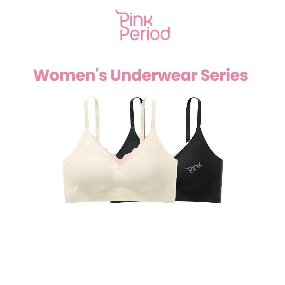 [Set 2 ชิ้น] Pink Period เสื้อชั้นใน Bra สปอร์ตบรา เสื้อใน ไร้โครง เจลลี่บรา สายบ่ายืดหยุ่นไม่รั้งไหล่ Bar-023