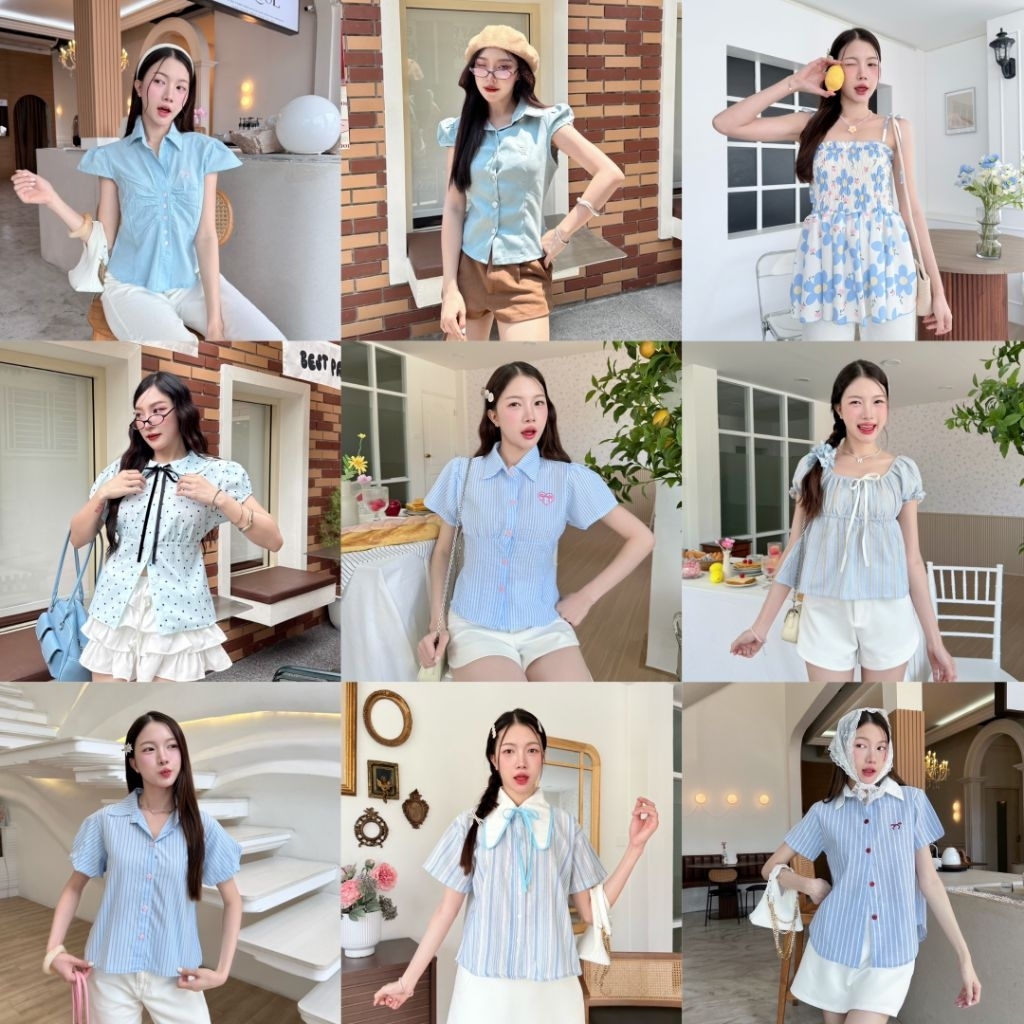 maybeshop🩵 รวมงานเสื้อชุดเดรสสีฟ้า