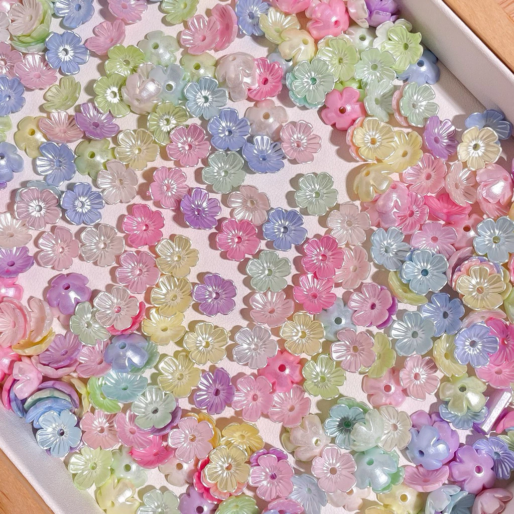 (พร้อมส่งจากไทย) ลูกปัดดอกไม้ ดอกบ๊วย ดอกโป๊ยเซียน 35ชิ้น ดอกซากุระ