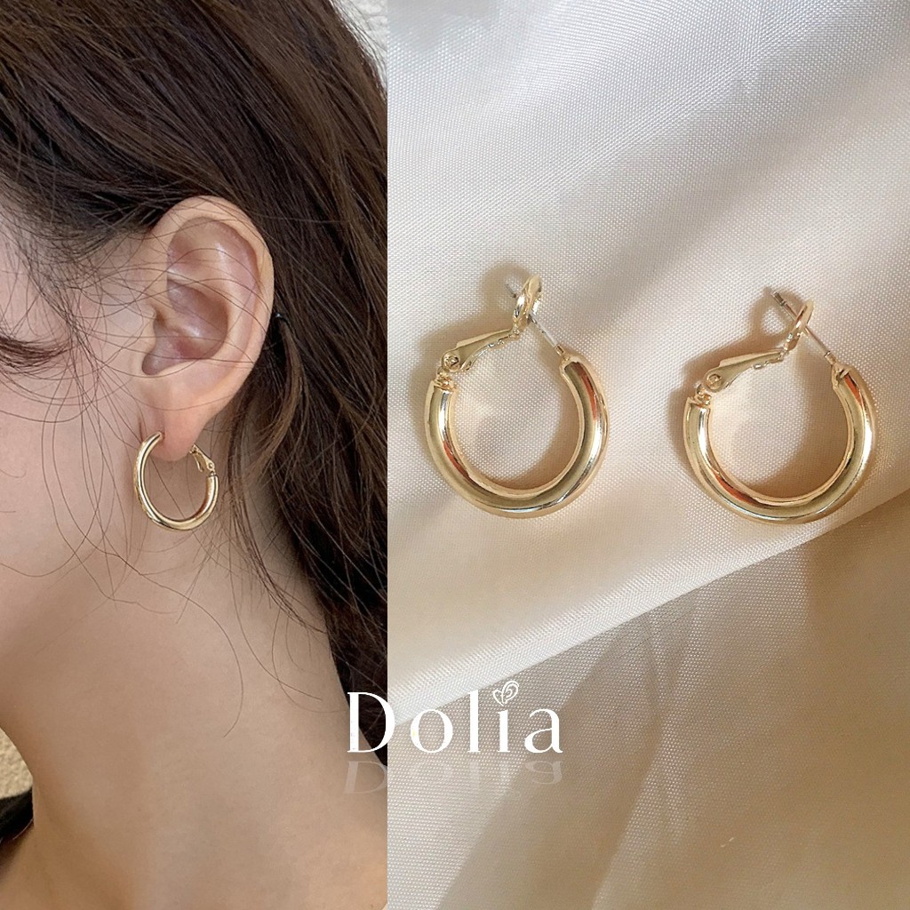 ✅พร้อมส่ง🔥DOLIA ต่างหูห่วงเงินแท้ S925 ต่างหูห่วงทรงวงกลม ต่างหูสไตล์เกาหลี ราคาต่อ 1 คู่ A03