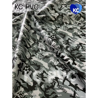 ผ้าหนังเทียม พีวีซี PVC ลายทหาร ลายพราง หุ้มลำโพง หุ้มเบาะรถมอไซค์จักรยานยนต์