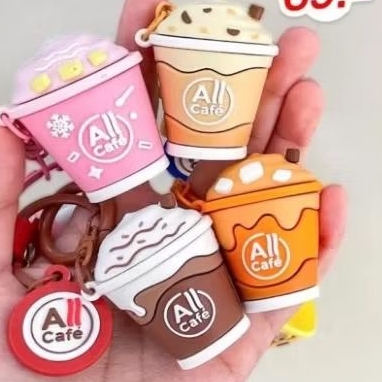 🩷พร้อมส่ง🩷พวงกุญแจมินิ All cafe มี 4 แบบ ชาไทย นมขมพู ช็อคโกแลต คาปู สนใจสอบถามได้ค่ะ