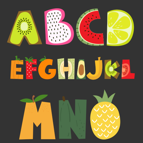 ตัวรีดติดเสื้อ Cute-Fruit อักษร A-Z สีขาว F.74 ฟอนต์เผลไม้ รีดติดทุกเนื้อผ้า
