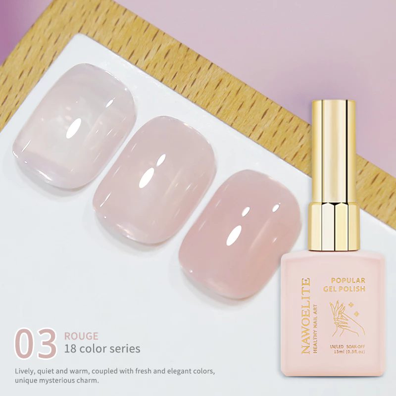 Nawoelite สีทาเล็บเจล เฉด 18 สีชมพูซีทรู thumbnail 5
