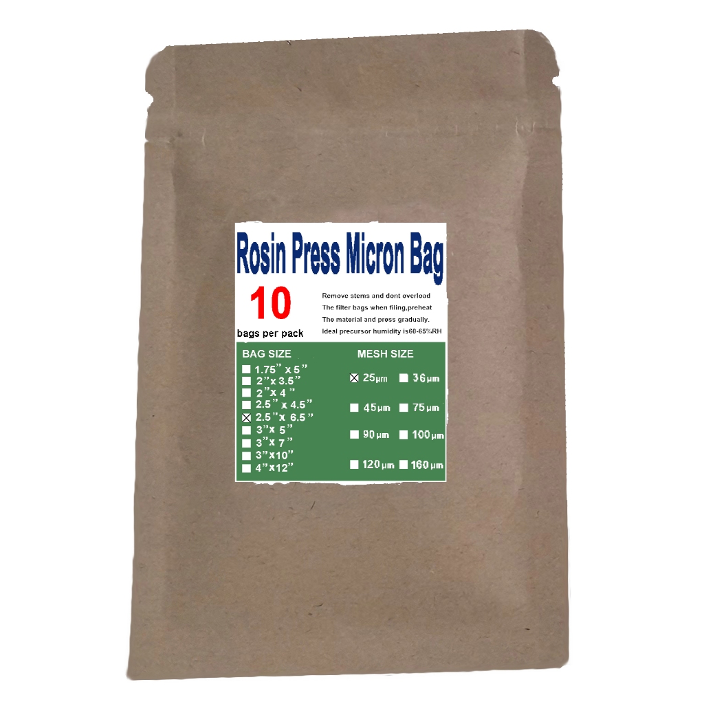 Rosin Press Micron Filter Bag 2.5" x 6.5" 25 micron  (10 bags per pack)