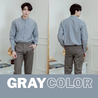 เสื้อเชิ้ต”คอจีน“แขนยาว เสื้อเชิ้ตผู้ชาย(10สี) ผ้าOxford [M-XXXL]