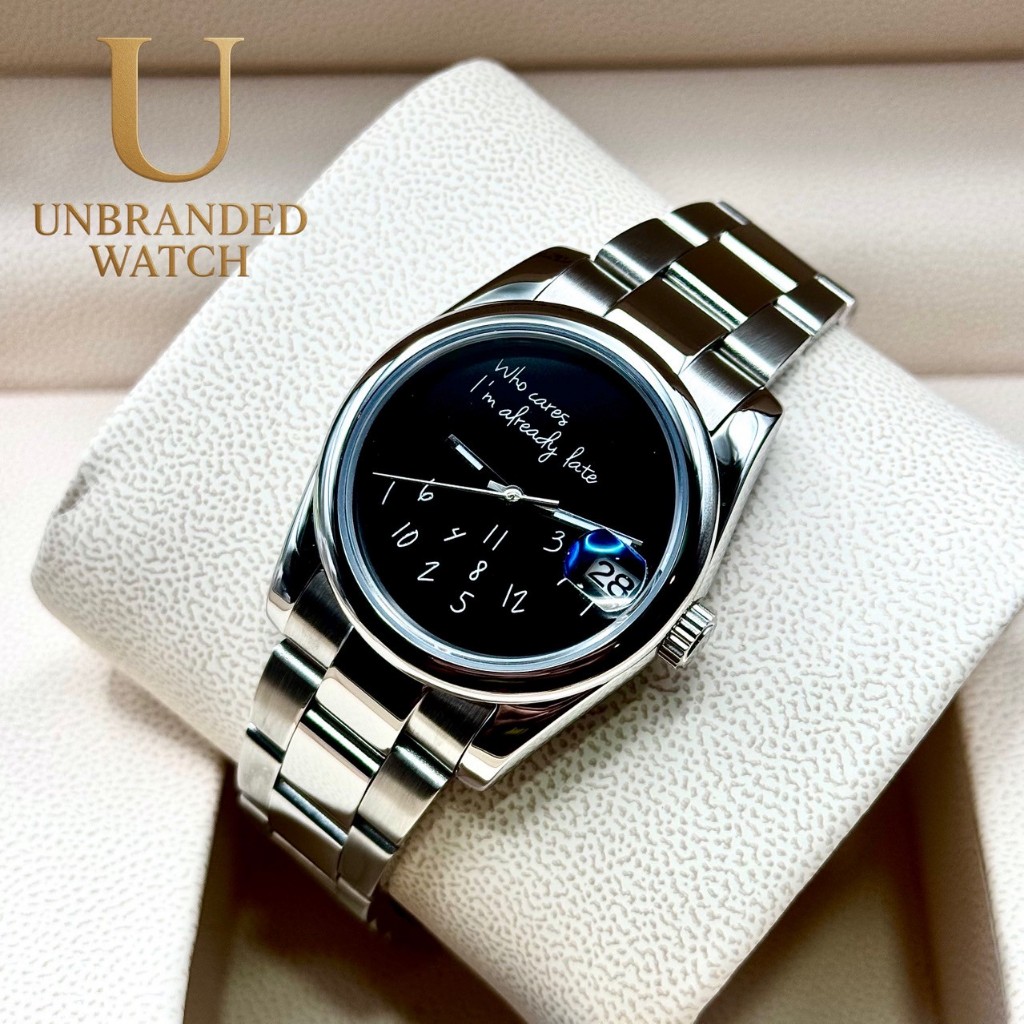 Unbranded watch Sorry I'm Late : Op Silver Black Dial Oyster 39mm,36mm Automatic Movement NH35 japan