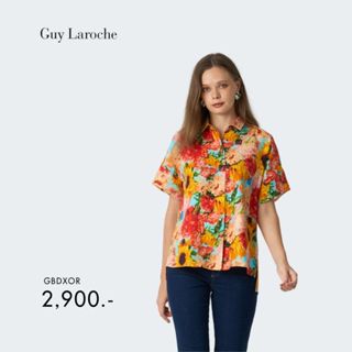 Guy Laroche Woman's shirt Light linen vintage เสื้อเชิ้ตผู้ห…