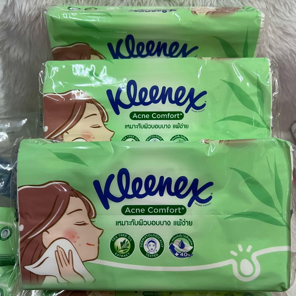 1 ห่อ กระดาษเช็ดหน้า ถนอมผิว คิมเบอร์ลี่ย์-คล๊าค คลีเน็กซ์ เขียว Acne Kleenex co