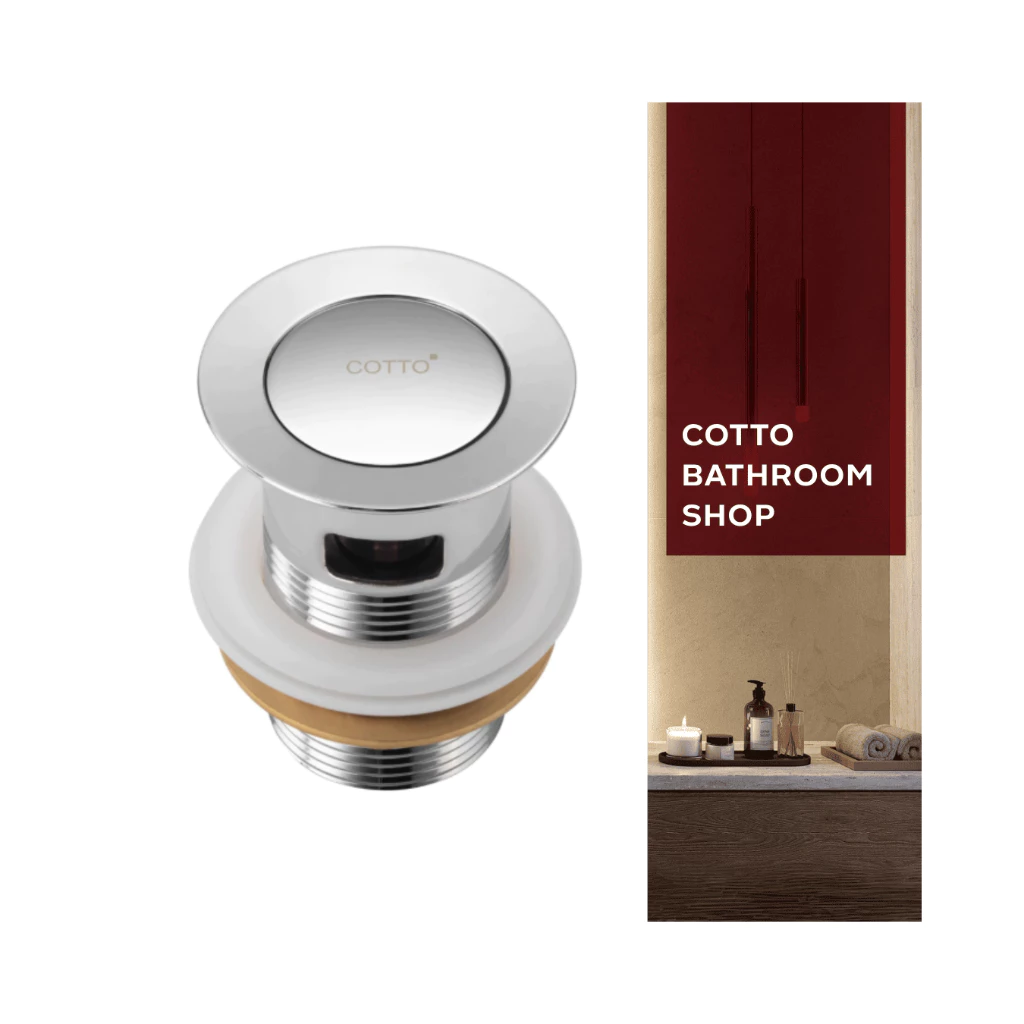 COTTO สะดืออ่างล้างหน้าสเตนเลสแบบกด (มีรูน้ำล้น) CT6704(HM)