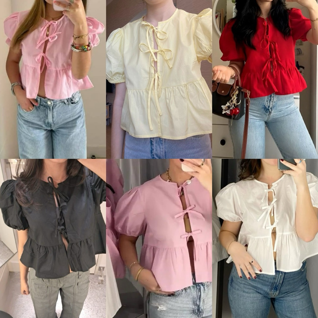 23-shop เ✨สื้อสไตล์ผูก แขนตุ๊กตา✨