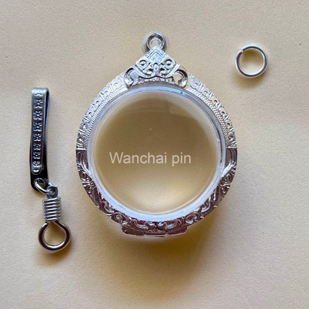 (แถมแหนบ)กรอบเงิน ตลับเงิน ตลับพระ ใส่เหรียญทรงกลมพิมพ์จัมโบ้ (หน้าจอ 4 ซม)