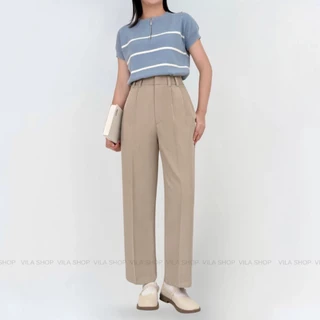 VILA | AUGUST PANTS TM32 กางเกงทรงบอย ปัก VILA ที่หูเข็มขัด