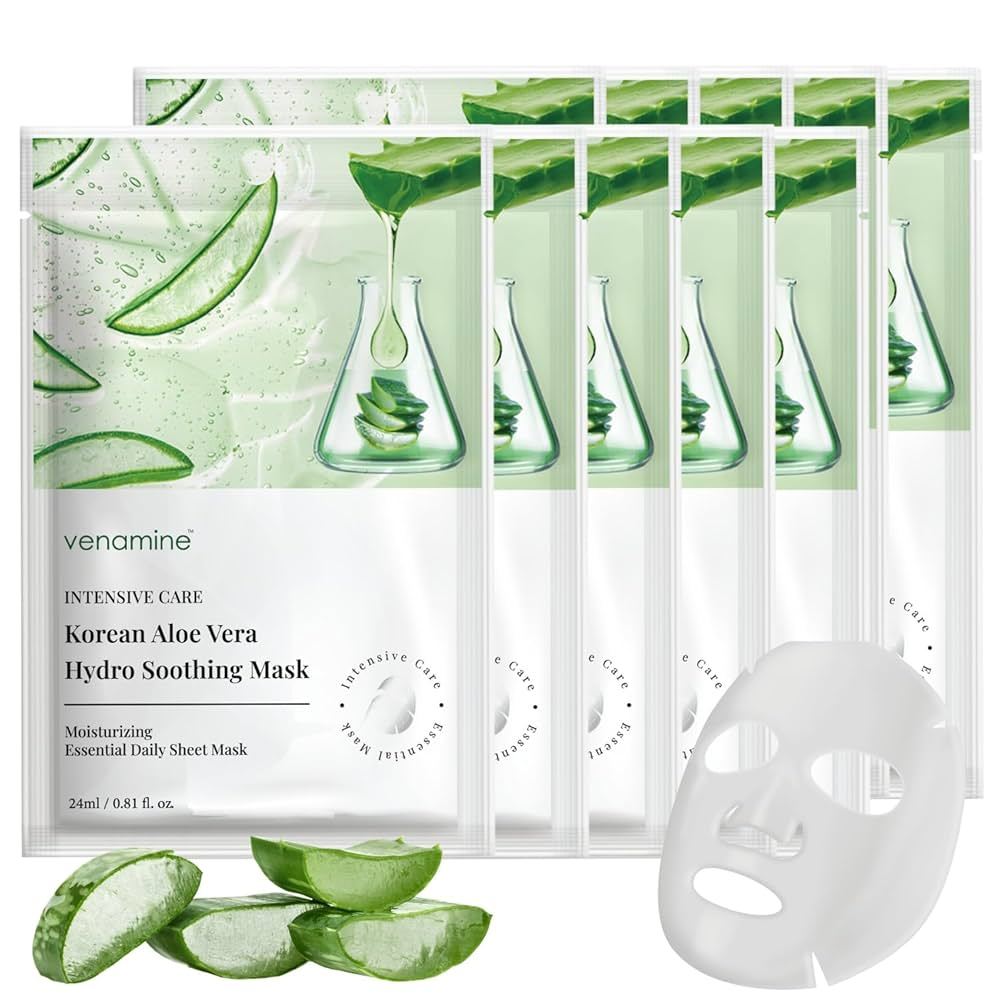 พร้อมส่ง/ของแท้ 💯 มาส์กหน้า Venamine product aloe vera mask แบบกล่อง 10 แผ่น