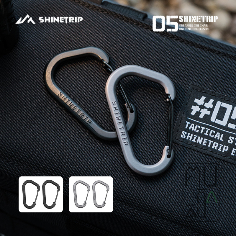คาราบิเนอร์รูปตัวD แพค2ชิ้น [ShineTrip #05 EDC Carabiner] ห่วงคล้องอเนกประสงค์ อุปกรณ์กลางแจ้ง