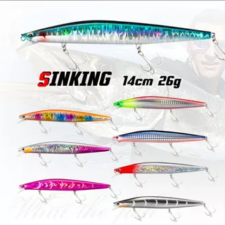 เหยื่อตกปลาสาก 14cm 26g Sinking minnow เหยื่อตกปลา ทะเล ชายฝั่ง เหยื่อปลั๊ก R170