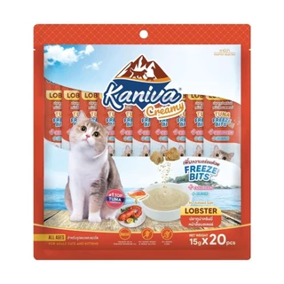 (แพ็ค 20 ซอง) Kaniva ขนมแมวเลีย Creamy Treat คานิว่า ครีมมี่ทรีต เพิ่มความอร่อยด้วยฟรีซดราย