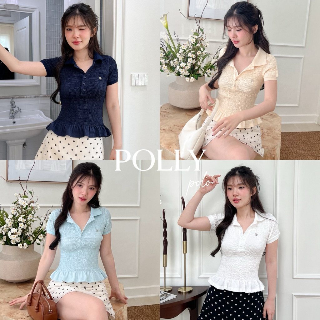 SHOP.POPO-Polly top เสื้อโปโลเย็บย่นรอบตัวชายระบาย
