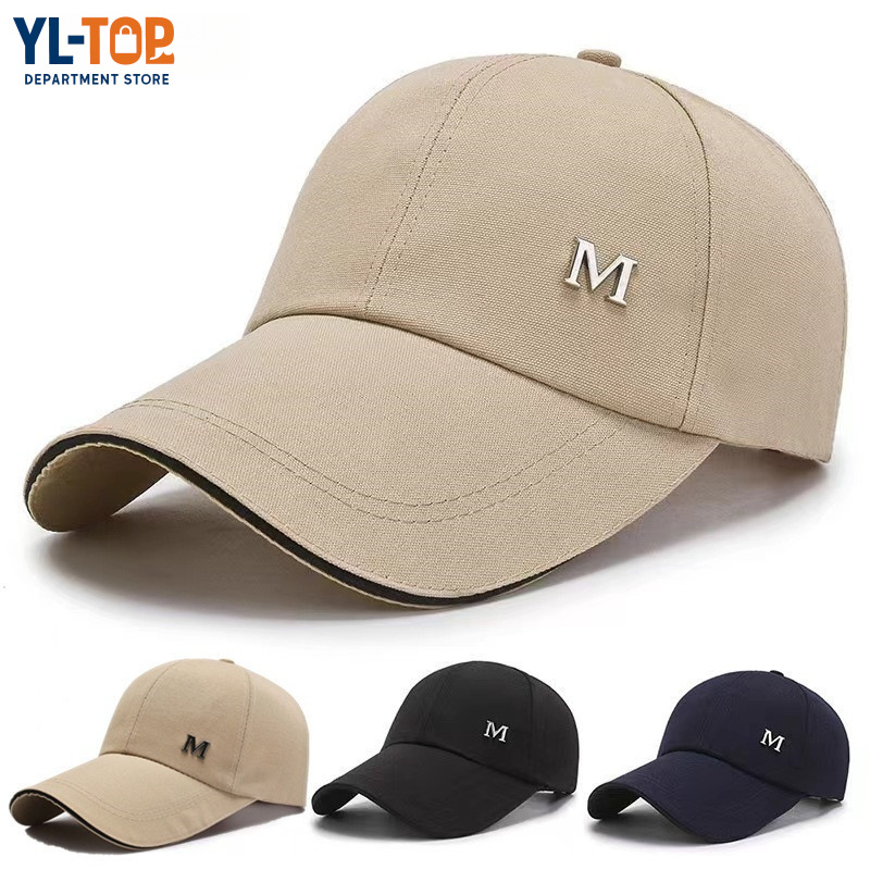 หมวกเบสบอลลําลองปัก (ตัวอักษร M) - แฟชั่นเรียบง่าย ป้องกันแดด ระบายอากาศดี มี4สี สำหรับผู้ชาย/ผู้หญิง G2887