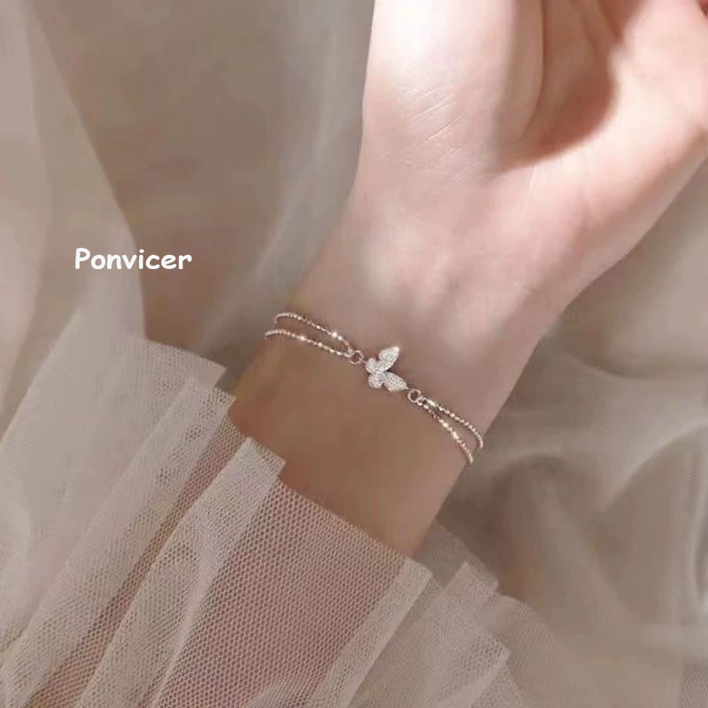 สร้อยข้อมือจี้หยดน้ำ สร้อยข้อมือโบว์หัวใจผู้หญิง สร้อยข้อมืออเนกประสงค์ระดับไฮเอนด์