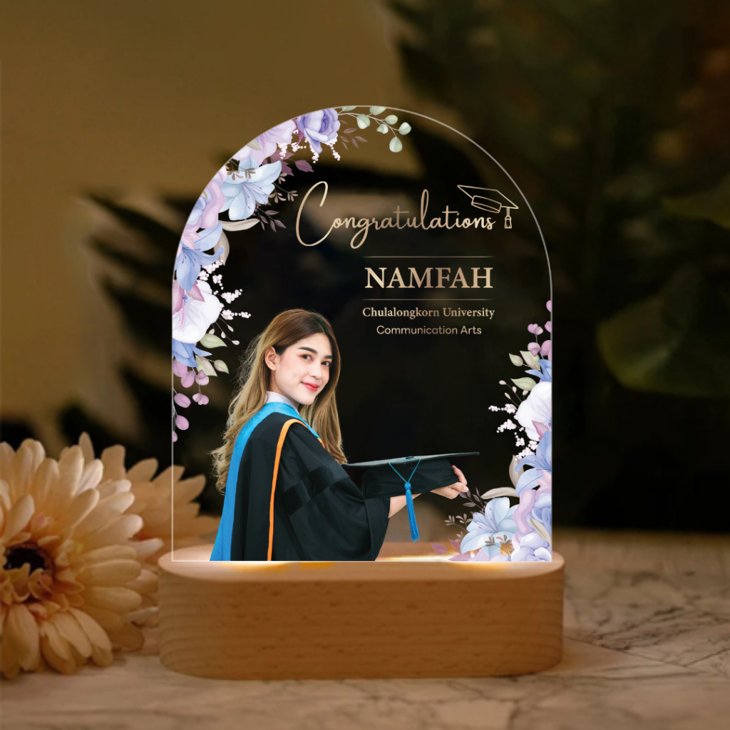 จัดทำ 1-2 วัน Happylife Congratulation โคมไฟอะคริลิคสั่งทำ สกรีนUV ของขวัญเกษียณ ของขวัญวันเกิด ให้แฟน วันรับปริญญา