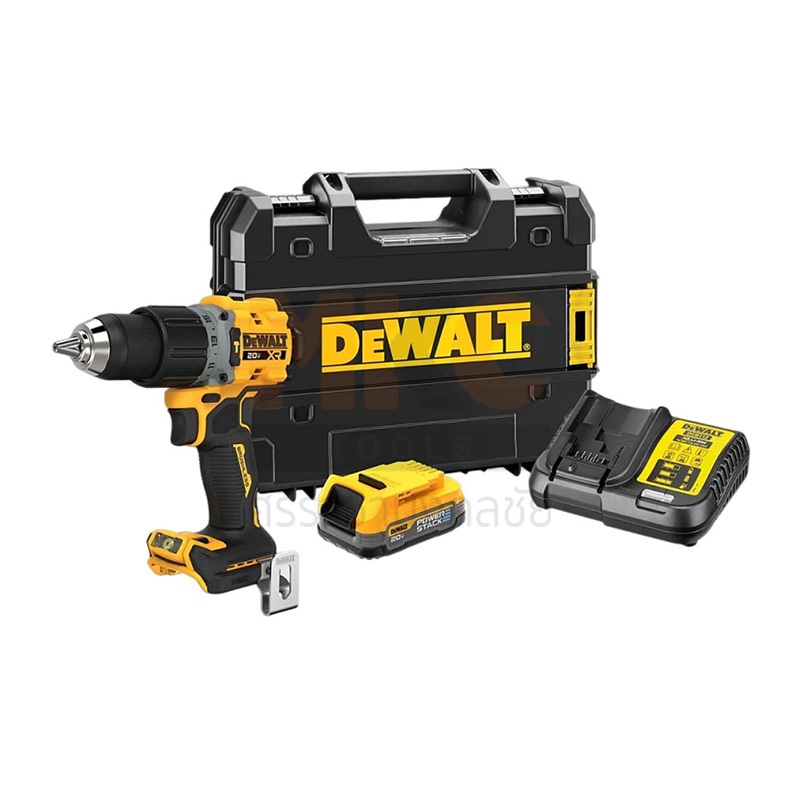 Dewalt สว่านกระแทก ไร้สาย 20V DCD806S1T-B1 ขนาด 13มม. (รวมแบตเตอรี่ Powerstack 3.5Ah) เซต