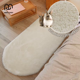 MEET COZY พรมปูพื้น วงรี/Oval ขนนุ่ม ผ้าขนกระต่ายเทียม พรมปู…