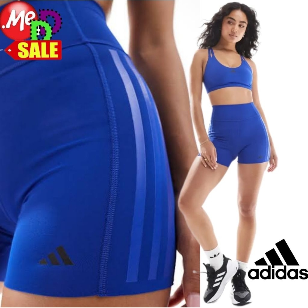 Adidas - ใหม่ กางเกงรัดรูป เทรนนิ่ง เอวสูง Optime 3-Stripes High-Rise Short IK5482 IK5480 JG6144 JX2