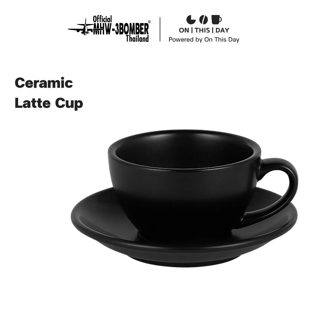 MHW-3BOMBER Latte Cup แก้วกาแฟพร้อมจานรอง แก้วลาเต้ ขนาด 280 ml