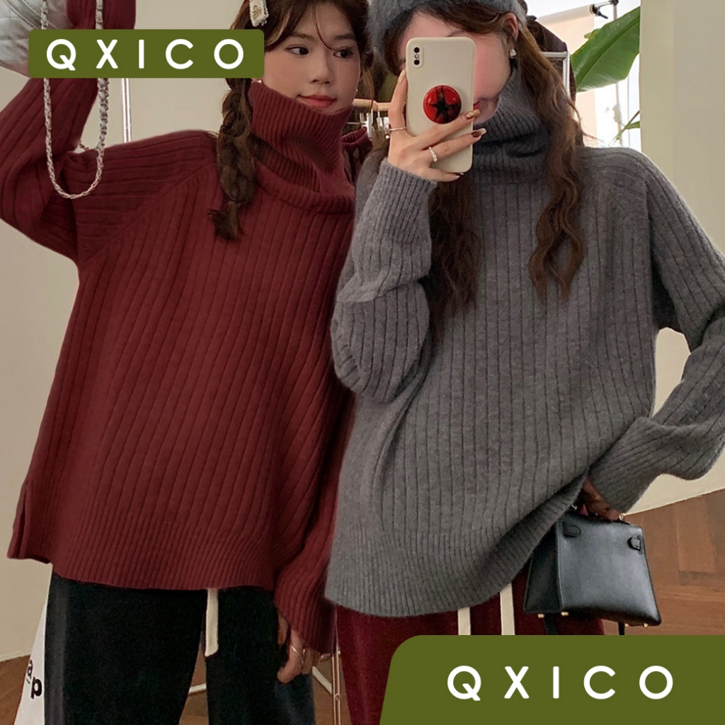 (ส่งด่วน❗️) QXICO รุ่น CS164 เสื้อไหมพรมคอเต่า เสื้อกันหนาว เสื้อสเวตเตอร์