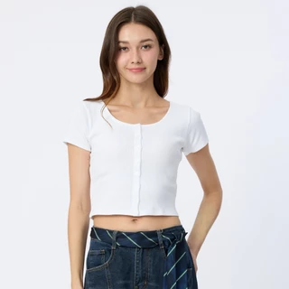 BODY GLOVE Women's Essential Button Up Cropped T-Shirt 2025 เสื้อยืดครอปแขนสั้น ผู้หญิง รวมสี