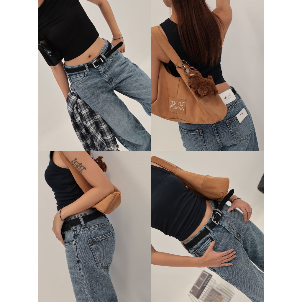 ยีนส์ Nammon Jeans NM39-NM392 กางเกงยีนส์ทรงกระบอกเอวกลาง รุ่น maya Blue baby jeans - ผ้าไม่ยืด รูปที่ 5