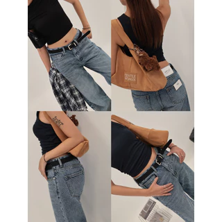 ยีนส์ Nammon Jeans NM39-NM394 กางเกงยีนส์ทรงกระบอกเอวกลาง รุ่น maya Blue baby jeans - ผ้าไม่ยืด