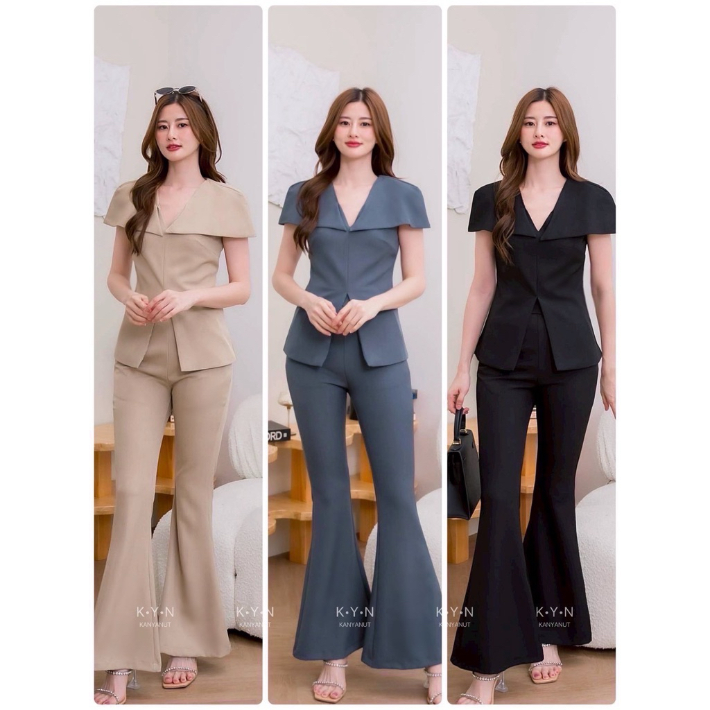 K•Y•N ชุดsetงานป้ายเสื้อ+กางเกง KYN 2510