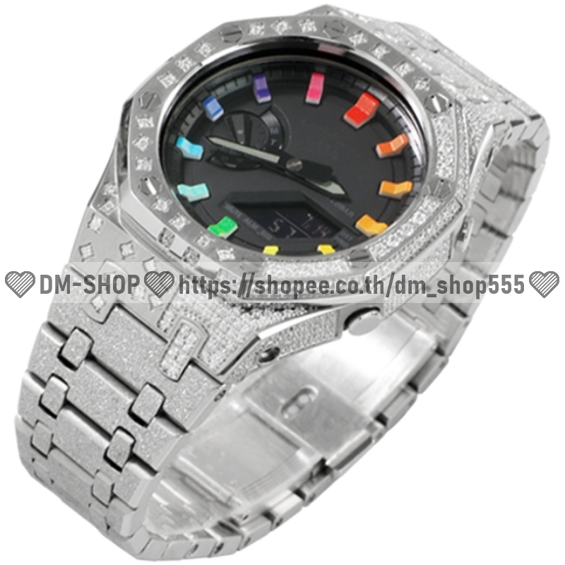 💚DM-SHOP💚สำหรับ G-SHOCK GA2100 GA2110 GAB2100 GM2100 GBM2100 GMAS2100 กรอบนาฬิกาและสายนาฬิกาสแตนเลส 