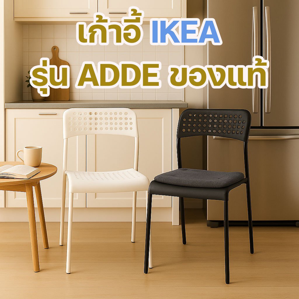 IKEA ADDE ของแท้ เก้าอี้โครงเหล็ก เบาะโพลี แข็งแรง วางซ้อนได้ เหมาะกับคาเฟ่ บ้าน สำนักงาน