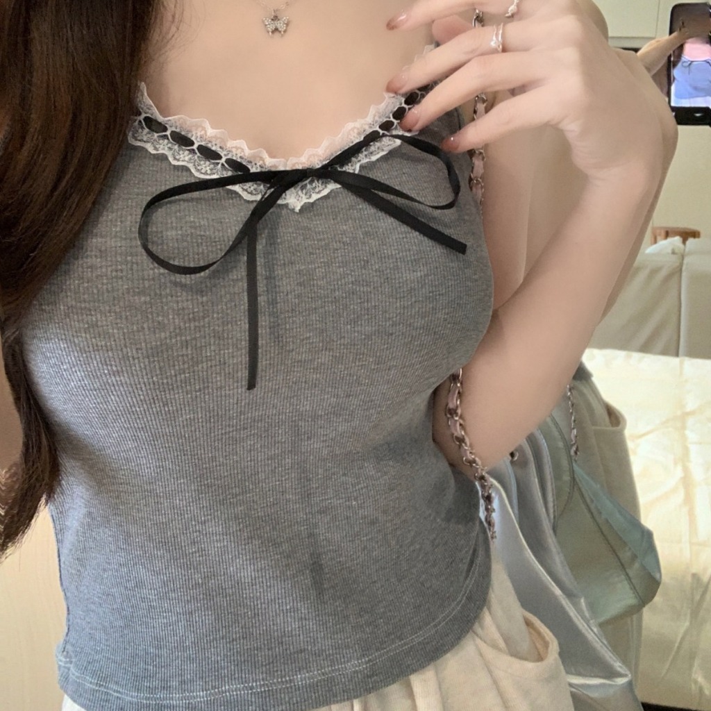 พร้อมส่งในไทย** เสื้อยืดสายเดี่ยว มีฟองน้ำในตัว ผ้านิ่ม ใส่ลำลองวันหยุด Y257