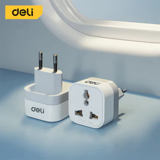 Deli ปลั๊กแปลง ปลั๊กแปลงขา อแดปเตอร์แปลงขาปลั๊ก สองขาแบน กำลังไฟ 10A 2500W US Universal Adapter