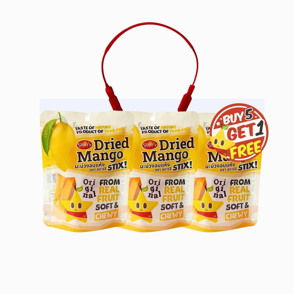 🔥(Pack 5 Free 1)🔥สตาร์รี มะม่วงอบแห้ง น้ำตาลน้อย 25 กรัม (Starry Soft-dried Mango Low Sugar)