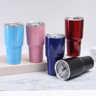แก้วเก็บความเย็น 30 ออนซ์ แก้วสีพื้น พร้อมฝาใส+กล่อง Stanless Steel แก้วน้ำสีพื้น แก้วเกรด304 ดี ไม่มีไอน้ำ ของใช้ในบ้าน