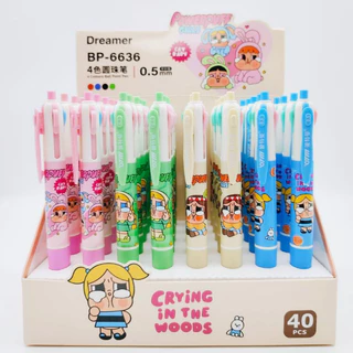 🎀กล่อง 40 ด้าม 🎀ปากกากดลูกลื่น 4 สี ลายการ์ตูนน่ารัก แฟนซีหลากสีสัน น่าใช้ เครื่องเขียนสำนักงาน โรงเรียน