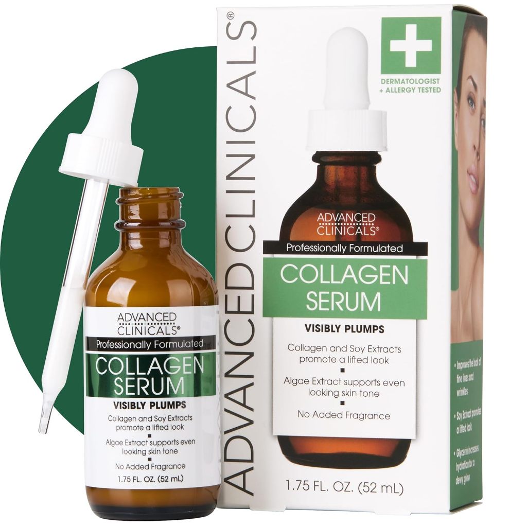 Advanced Clinicals, Collagen Serum for instantly fuller looking skin contains 1.75 ounces (52 ml.)