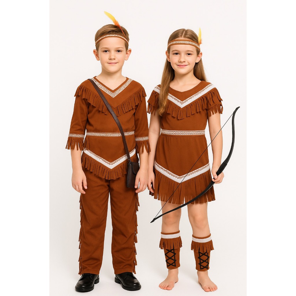 ชุดเด็ก ชุดอินเดียนแดง ชุดคนป่า ชุดชนเผ่า ชุดโบฮีเมียน ชุดเมาคลีล่าสัตว์ Children Indian Bohemian : 7C215.1 7C215.2