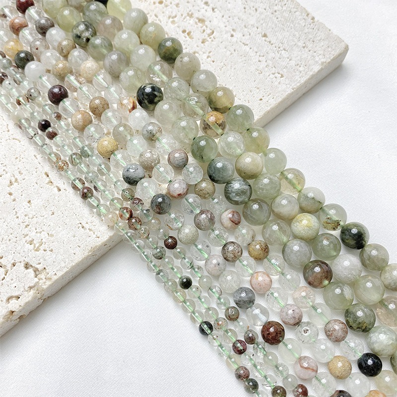 5/10pcs Natural green crystal beads 4/6/8mm loose beads, diy hand-strung beads with beads and interl