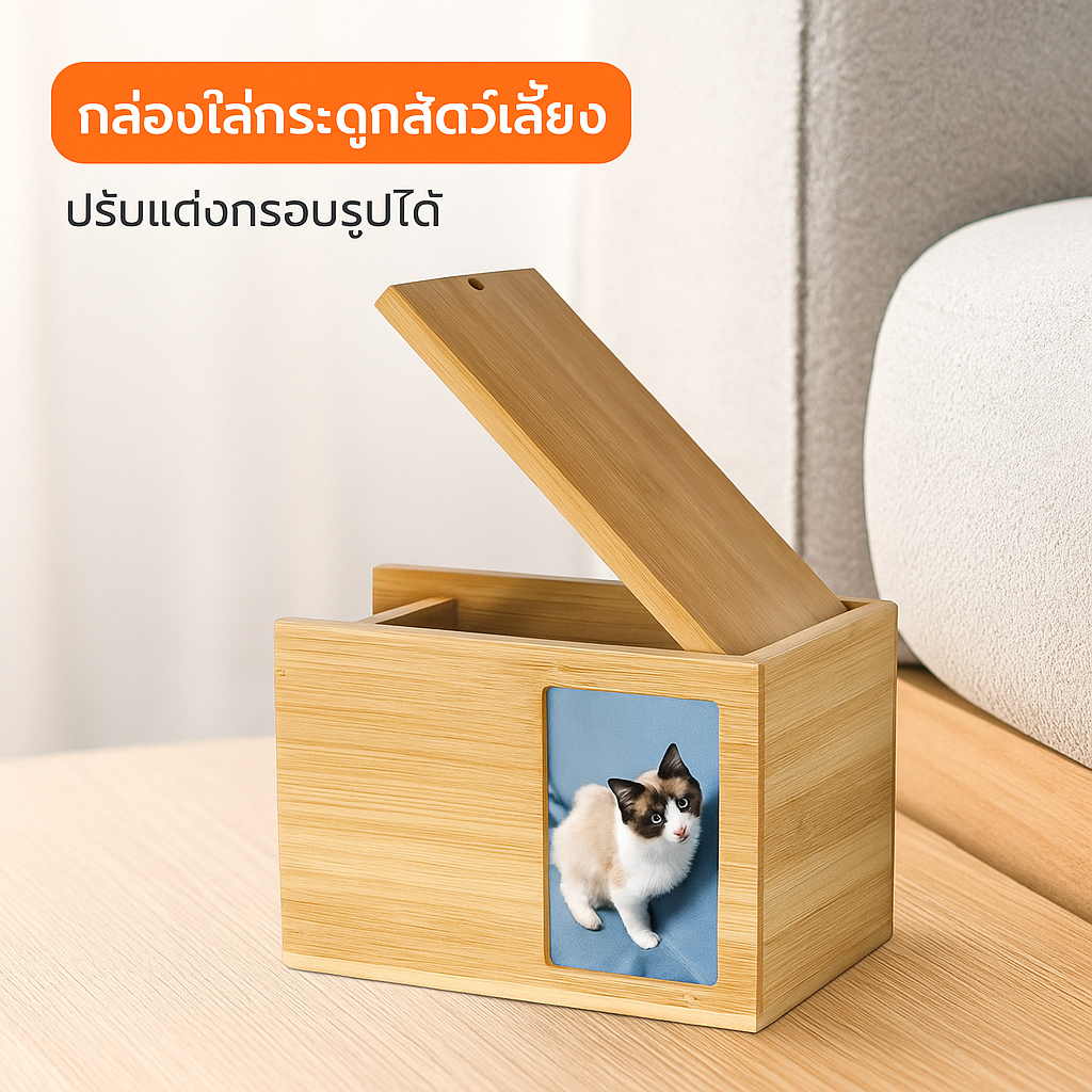 โกศใส่อัฐิสัตว์เลี้ยง กล่องใส่กระดูกสัตว์เลี้ยง แบบมินิมอล เรียบหรู  เก็บไว้ใกล้ตัวอย่างอบอุ่น