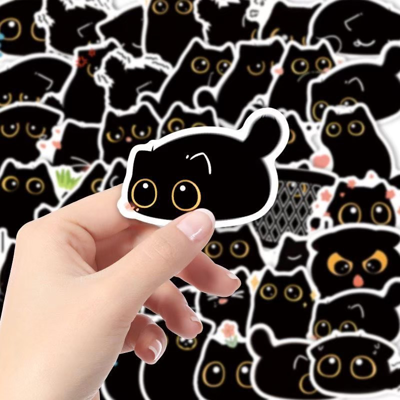 ส่งจากไทย Funny Black Cat Meme Sticker สติกเกอร์ แมวดำ มีมแมว ตลก แปะเคส สมุด แผ่นแปะ ลายแมวดำ 52017