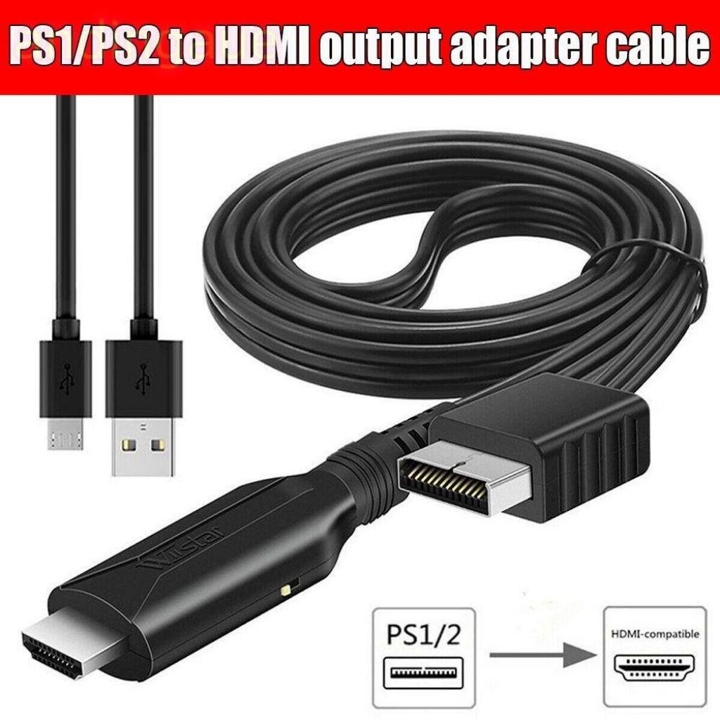 สายแปลง PS2 to HDMI สายแปลงวิดีโอเสียง PS2 / PS1 เป็น HDMI เข้ากันได้กับจอแสดงผล HDTV