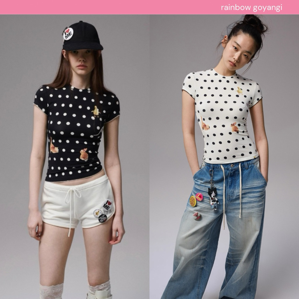 พร้อมส่ง | 1JINN STUDIO Animal Polka Dot Print Tee 🐰🐻
